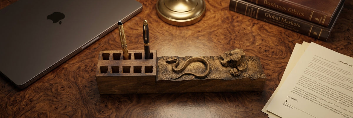Australian Snake Wooden Pen and Pencil Holder